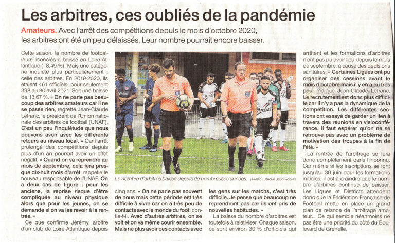 les arbitres , ces oubliés de la pandémie