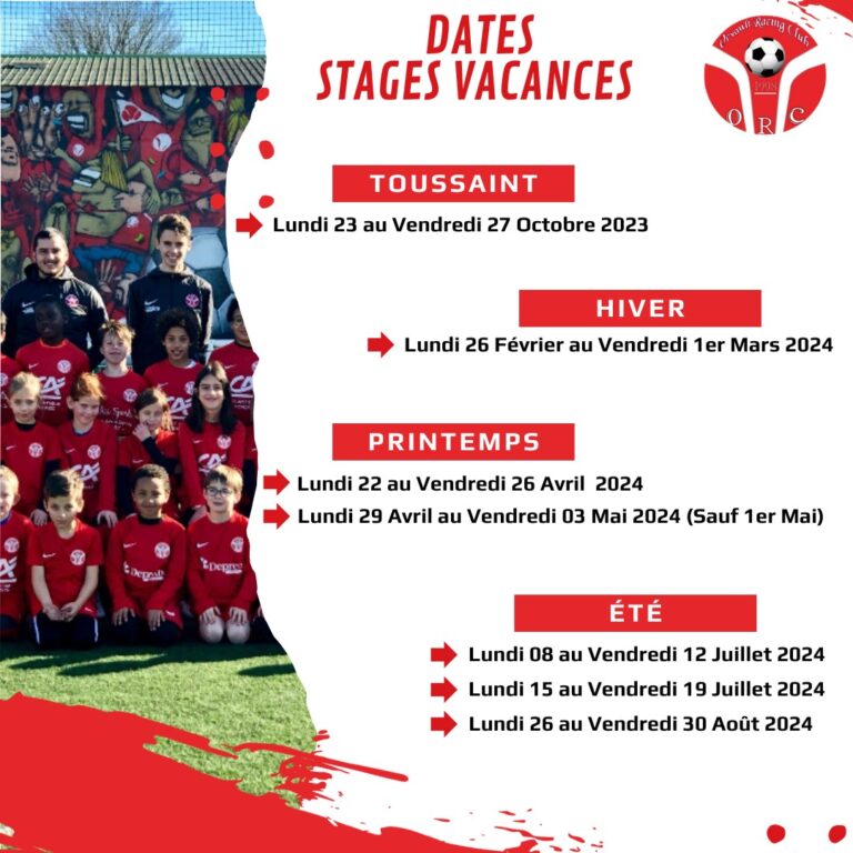 Dates Stages Vacances 2023/2024