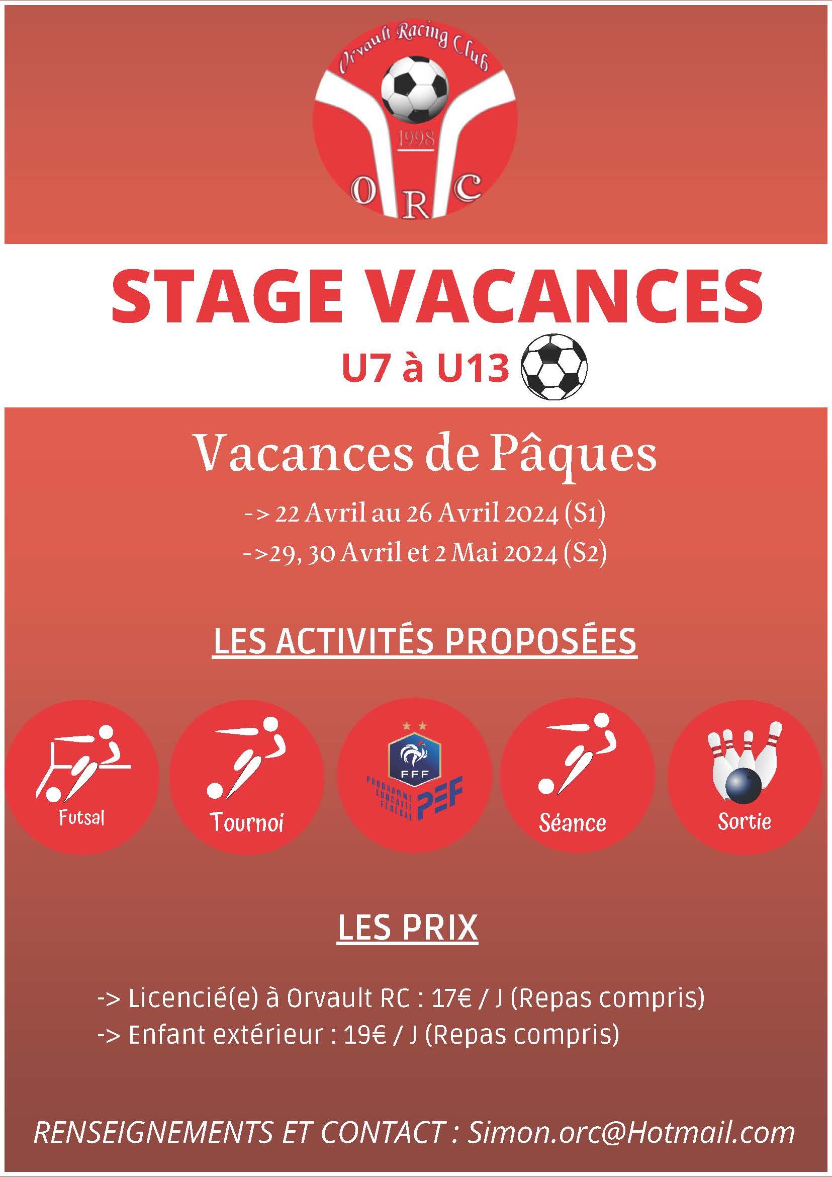 Stage vacances d’avril