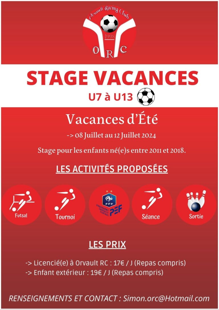 Stage Vacances Juillet