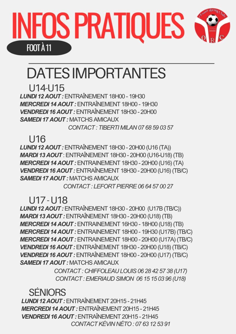 Reprise U14 à Séniors