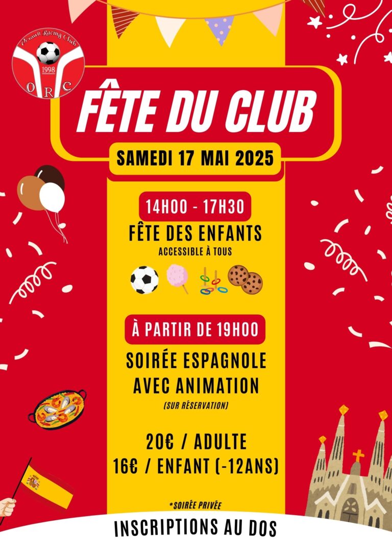 Fête du club le 17/05/2025