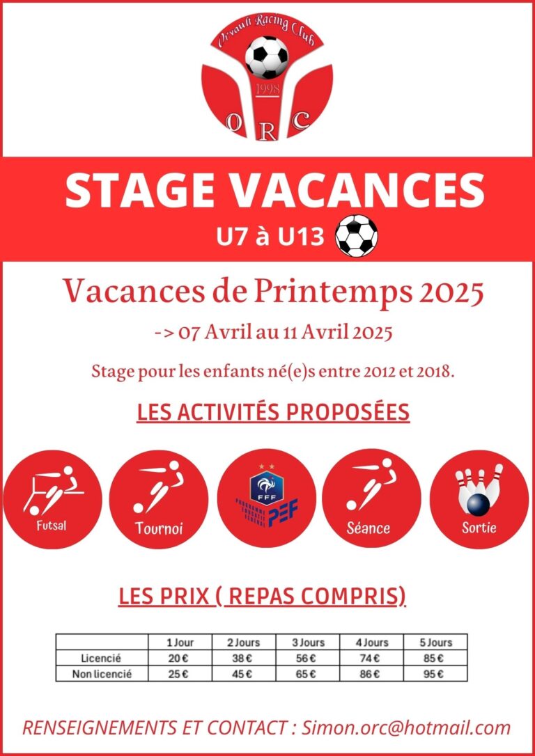 Stage Vacances d’Avril 2025