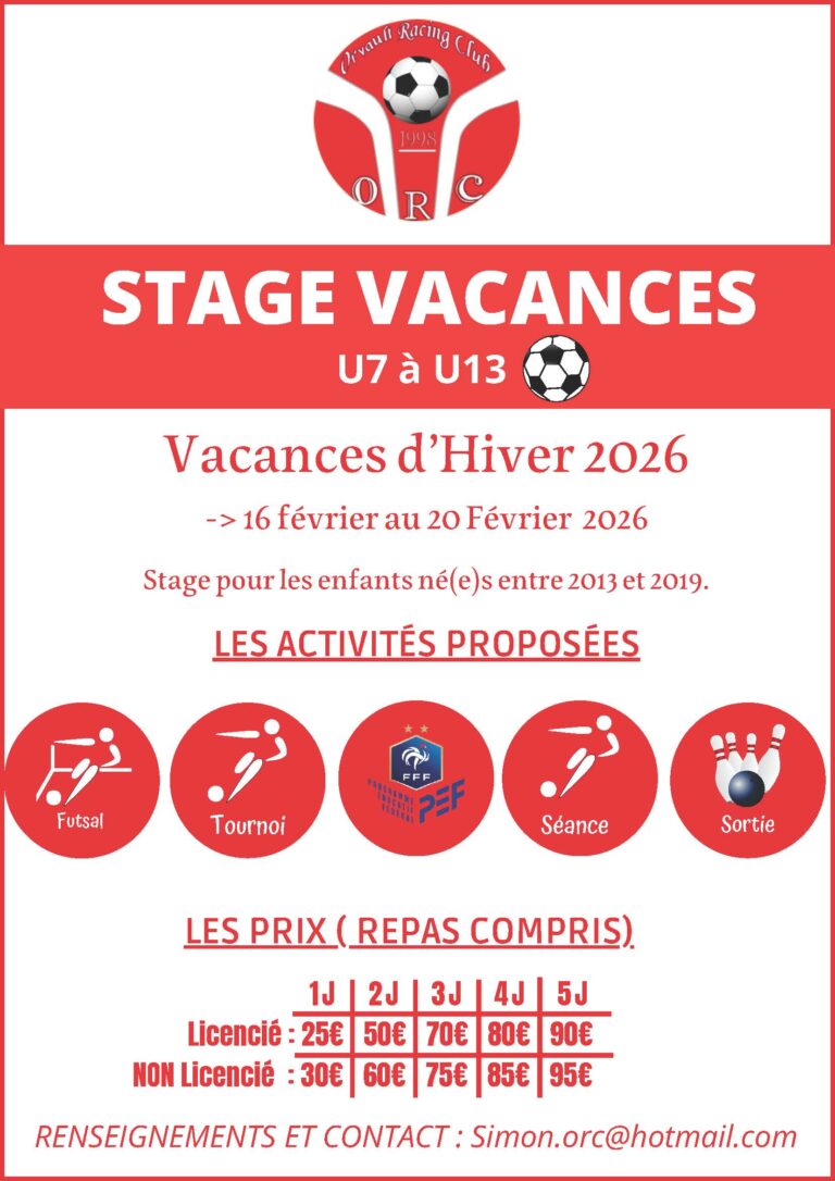 Stage Vacances Février 2026