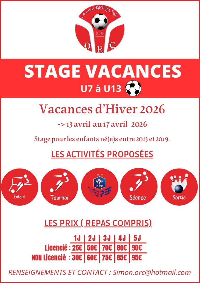 Stage Vacances Avril 2026